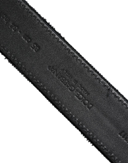 Ceinture Dolce &amp; Gabbana en coton noir avec boucle en métal argenté