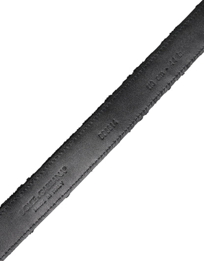 Ceinture Dolce &amp; Gabbana en coton mélangé noir avec boucle en métal argenté