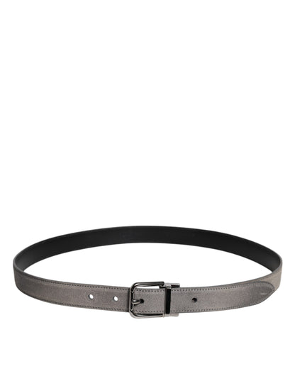 Ceinture Dolce &amp; Gabbana en cuir gris avec boucle en métal argenté