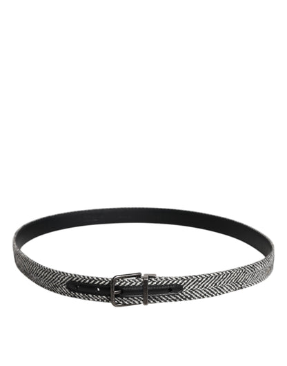 Ceinture Dolce &amp; Gabbana à boucle en métal noir et blanc argenté