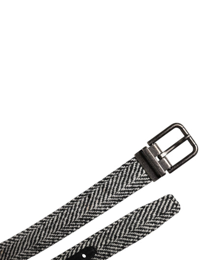 Ceinture Dolce &amp; Gabbana à boucle en métal noir et blanc argenté