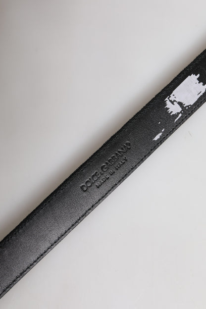 Ceinture classique en cuir noir avec boucle en métal Dolce &amp; Gabbana
