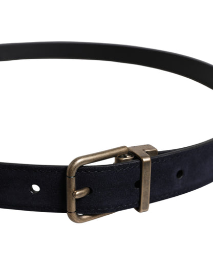 Ceinture classique Dolce &amp; Gabbana en cuir de chèvre noir avec boucle en métal