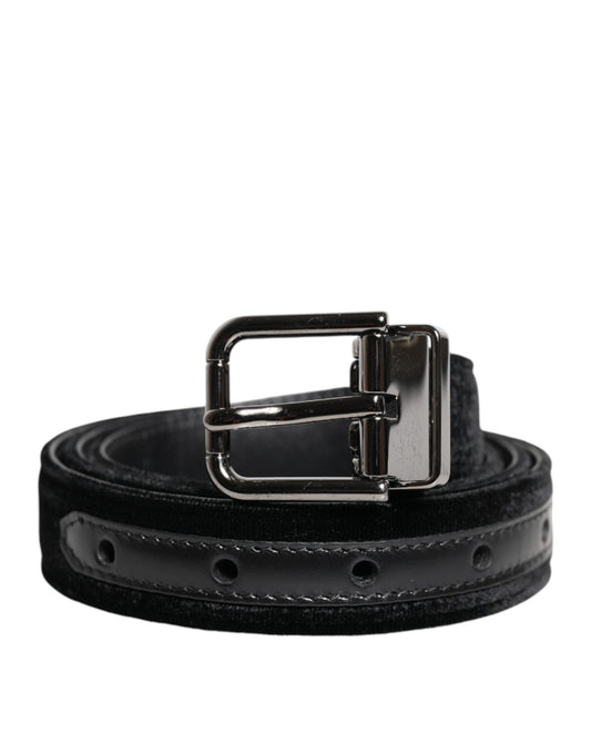 Ceinture classique en cuir noir avec boucle en métal Dolce &amp; Gabbana