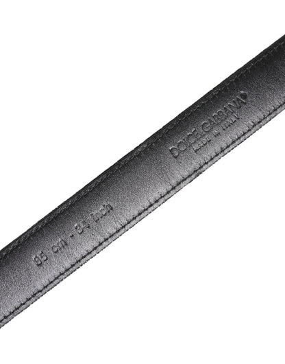 Ceinture classique en cuir noir avec boucle en métal Dolce &amp; Gabbana