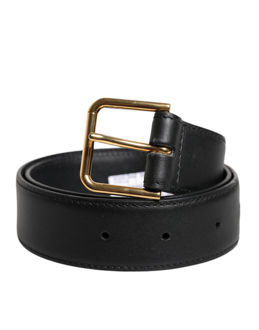 Ceinture classique en cuir noir avec boucle en métal Dolce &amp; Gabbana