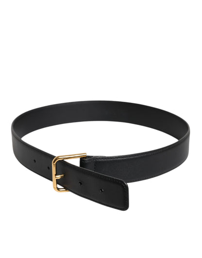 Ceinture classique en cuir noir avec boucle en métal Dolce &amp; Gabbana