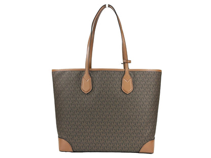 Michael Kors Eva Große gestreifte Reisetasche mit Beutel in Braun