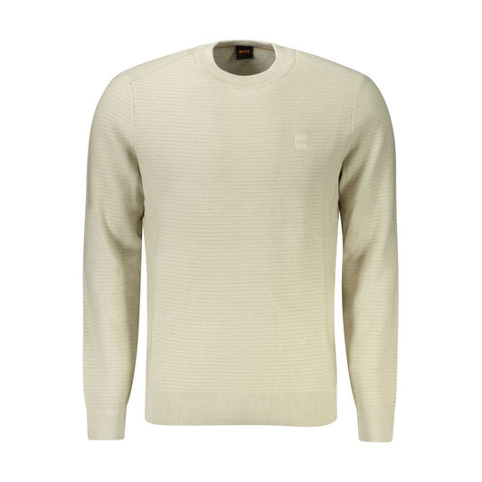 Pull homme en coton beige Hugo Boss