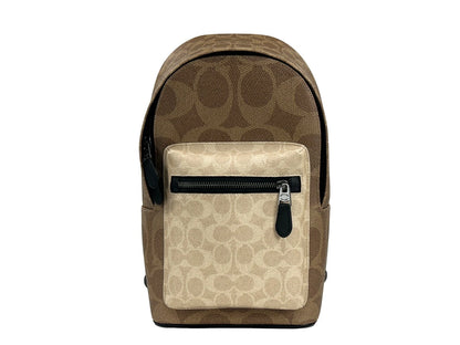 COACH West Color Block Leder Sling Pack Rucksack Tasche Sand