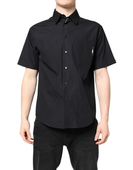 Chemise décontractée noire à manches courtes et col imprimé MSGM pour homme