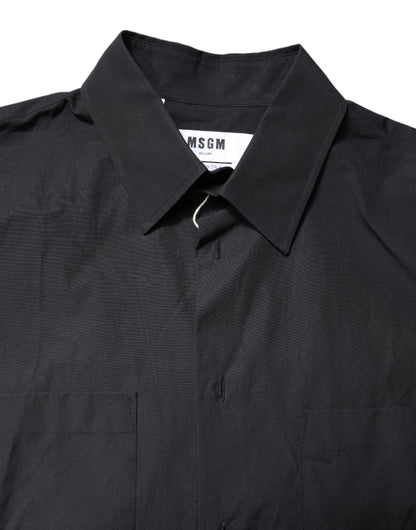 Chemise décontractée noire à manches courtes et col imprimé MSGM pour homme