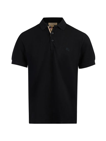 Burberry – Schwarzes Poloshirt aus Baumwolle mit Kragen