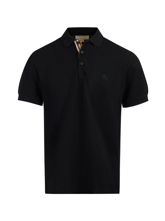 Burberry – Schwarzes Poloshirt aus Baumwolle mit Kragen