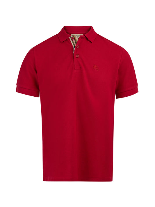 Burberry – Rotes Poloshirt aus Baumwolle mit Kragen
