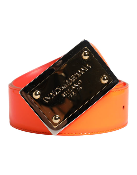 Ceinture à boucle logo en métal doré orange Dolce &amp; Gabbana