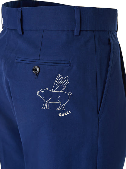 Gucci Blaue klassische Baumwollhose