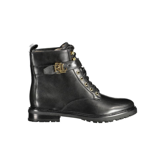 Ralph Lauren Damenstiefel aus schwarzem Leder