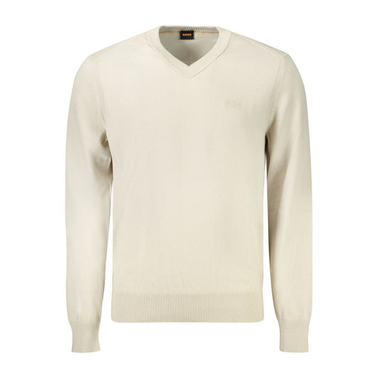 Pull homme en coton beige Hugo Boss