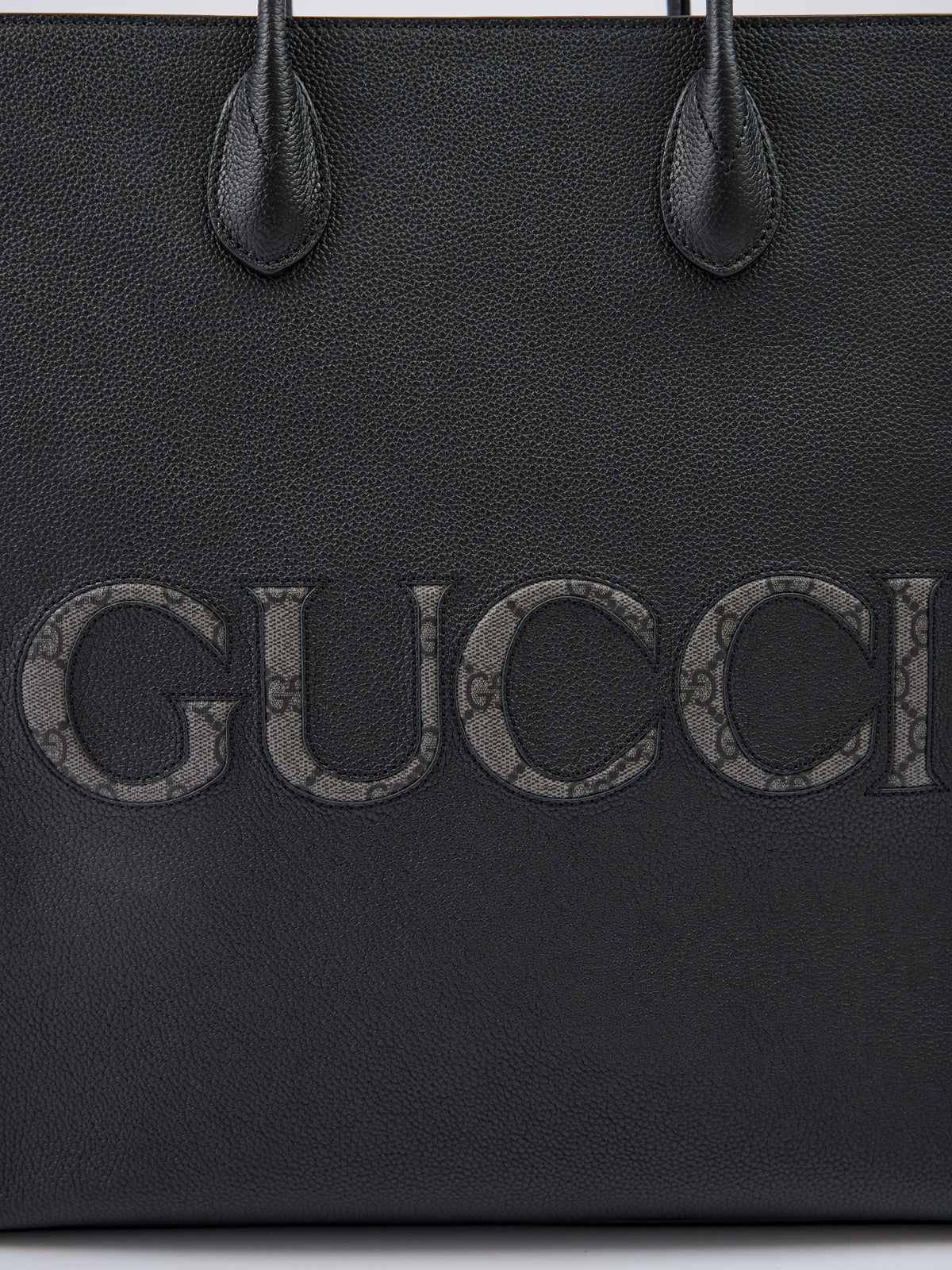 Grand sac cabas en cuir noir avec logo