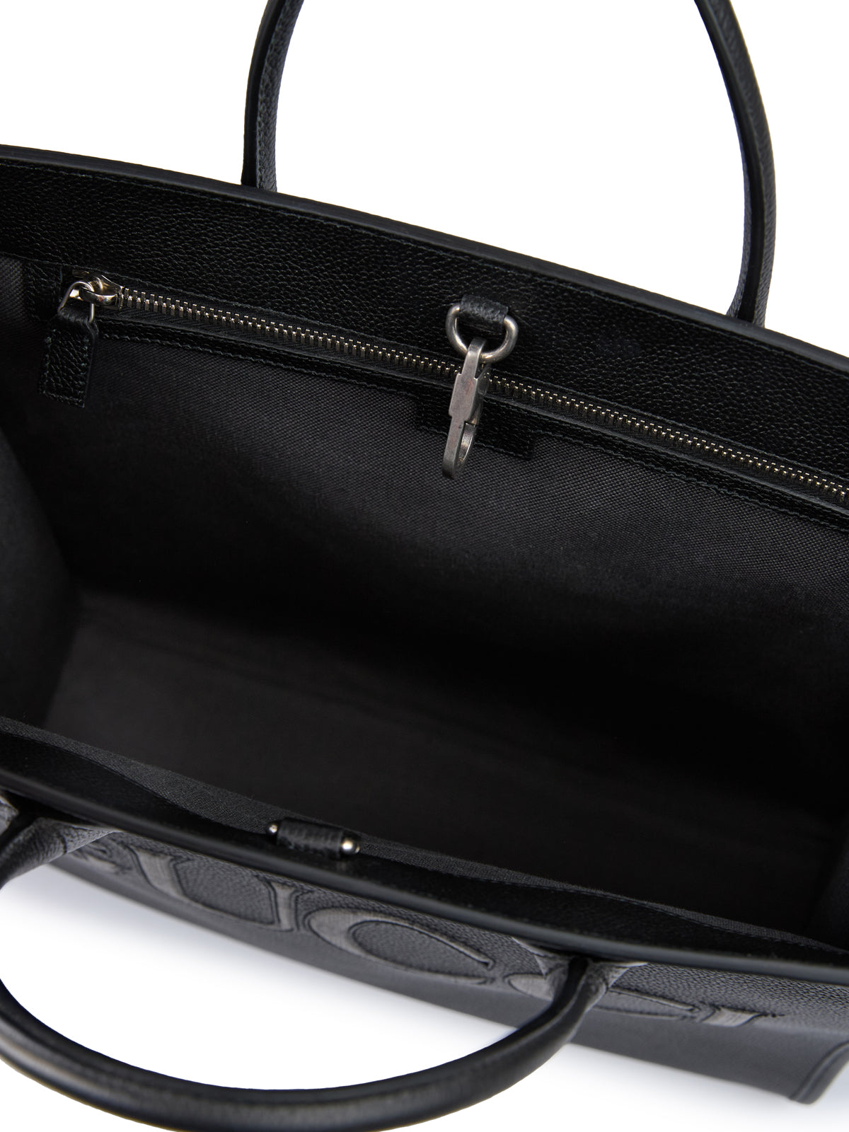 Grand sac cabas en cuir noir avec logo