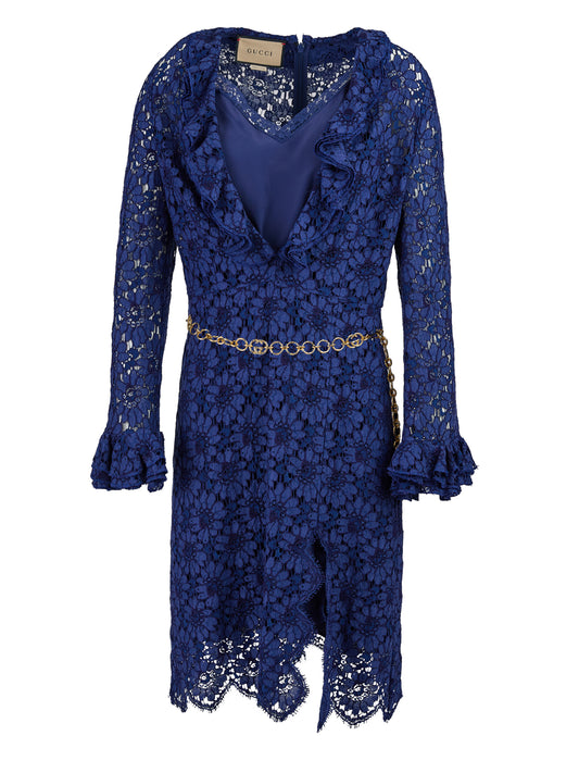 Mittellanges Kleid aus Viskose und Baumwolle von Gucci Blu