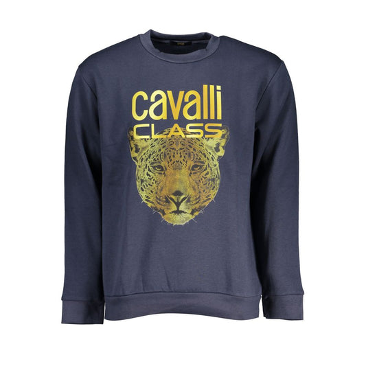 Cavalli Class – Elegantes Fleece-Sweatshirt mit Rundhalsausschnitt in Blau