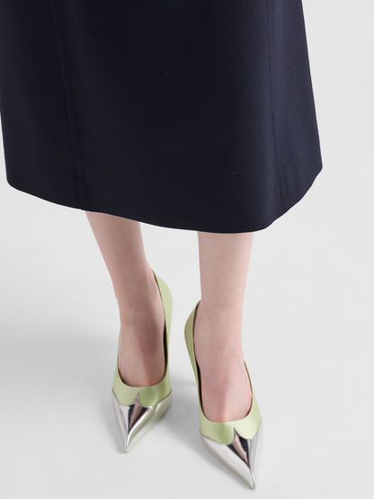 Escarpins Prada en satin et cuir métallisé
