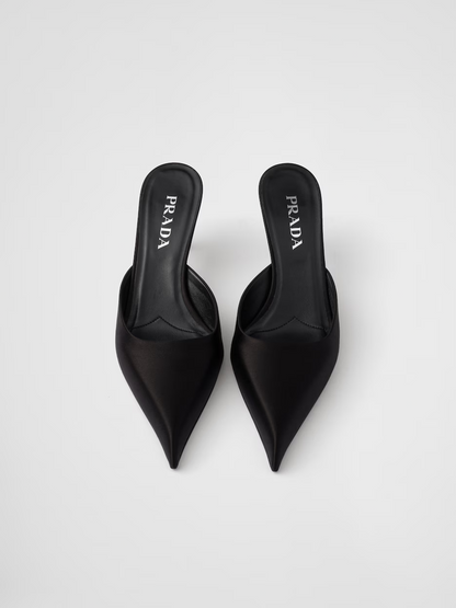 Prada Schwarzer Satin-Sabot