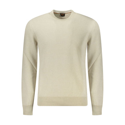 Pull homme en coton beige Hugo Boss