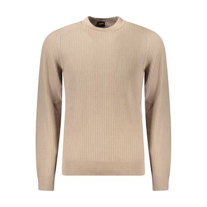 Pull homme en coton beige Hugo Boss