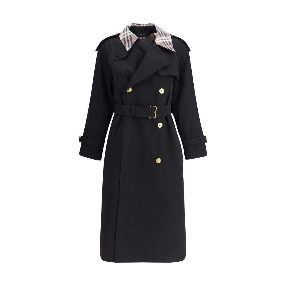 Manteau long de style trench Castleford avec col à carreaux