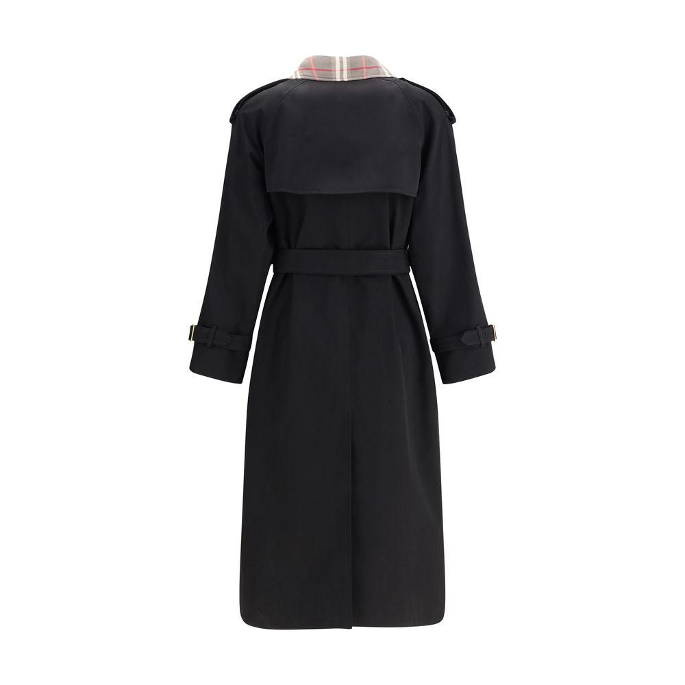 Manteau long de style trench Castleford avec col à carreaux