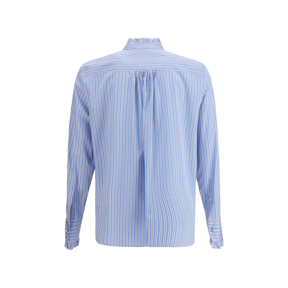 Chemise rayée à plastron et volants Valentino