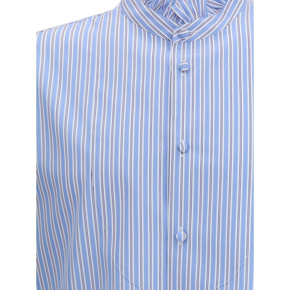 Chemise rayée à plastron et volants Valentino