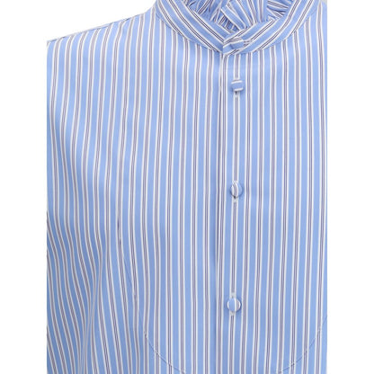 Chemise rayée à plastron et volants Valentino