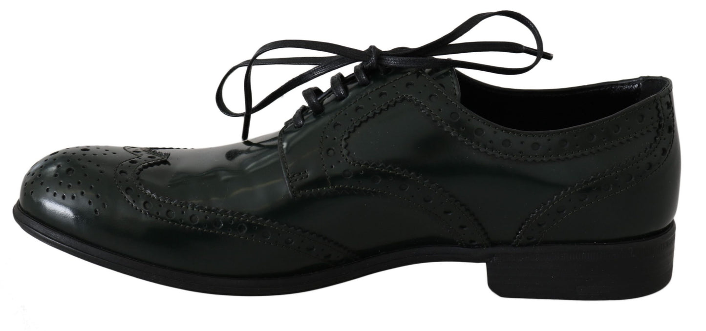 Chaussures Oxford Broque en cuir vert Dolce &amp; Gabbana à bout golf