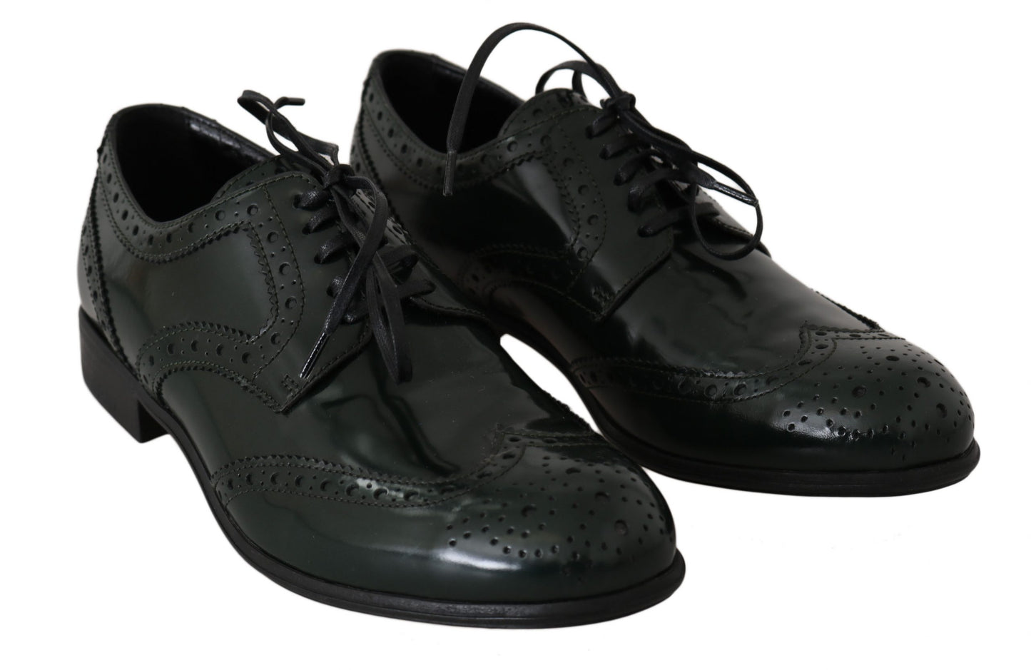 Chaussures Oxford Broque en cuir vert Dolce &amp; Gabbana à bout golf