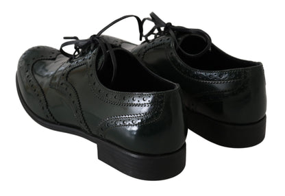 Chaussures Oxford Broque en cuir vert Dolce &amp; Gabbana à bout golf