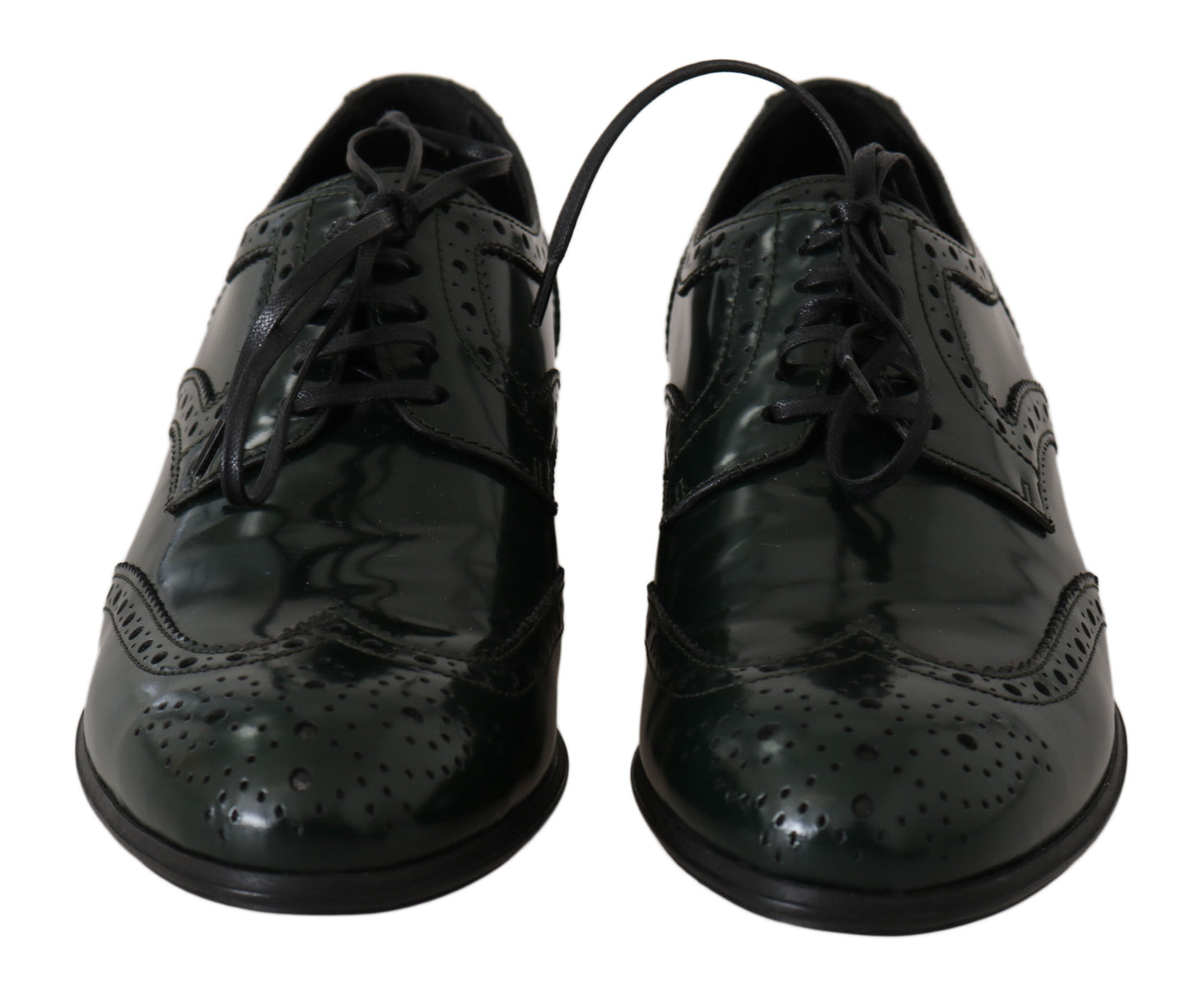 Chaussures Oxford Broque en cuir vert Dolce &amp; Gabbana à bout golf