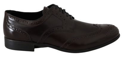 Chaussures Oxford à bout golf Broques en cuir marron Dolce &amp; Gabbana