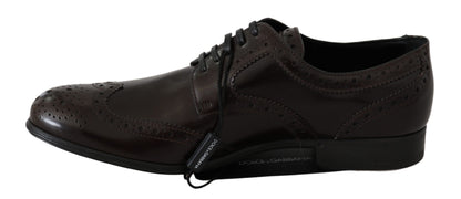 Chaussures Oxford à bout golf Broques en cuir marron Dolce &amp; Gabbana