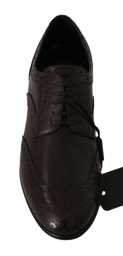 Chaussures Oxford à bout golf Broques en cuir marron Dolce &amp; Gabbana