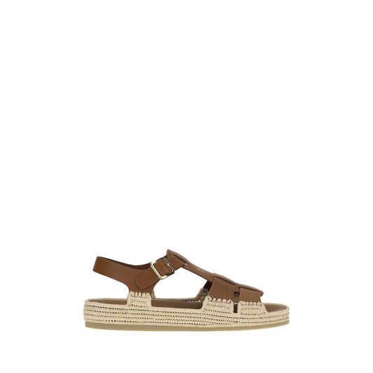 Prada Sandalen aus Leder und Bast