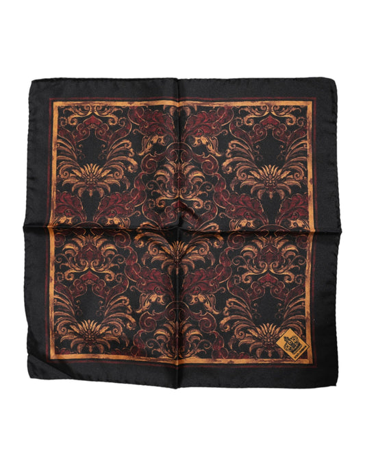 Foulard carré en soie à fleurs noires Dolce &amp; Gabbana pour homme