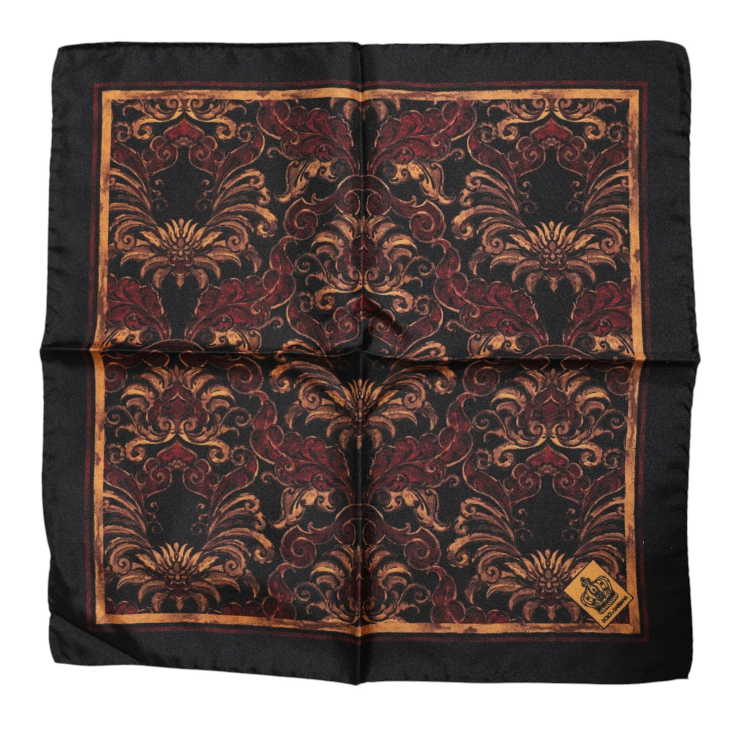 Foulard carré en soie à fleurs noires Dolce &amp; Gabbana pour homme