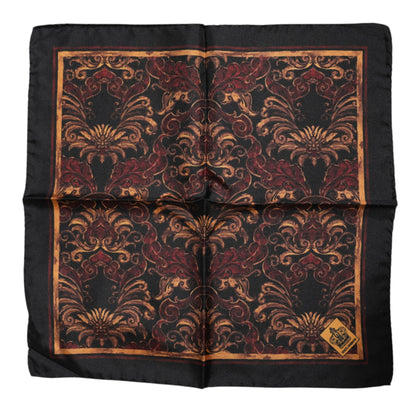 Foulard carré en soie à fleurs noires Dolce &amp; Gabbana pour homme