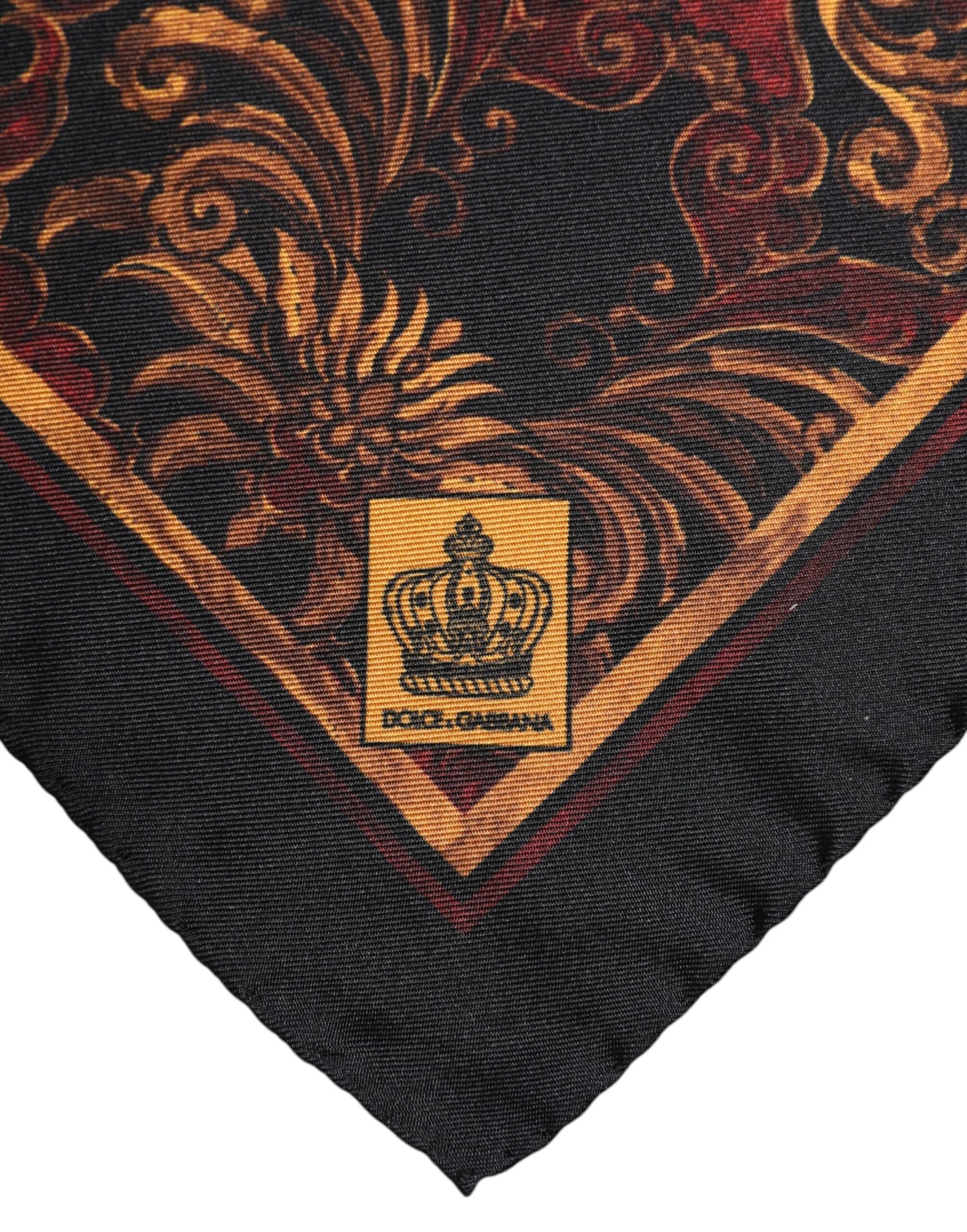Foulard carré en soie à fleurs noires Dolce &amp; Gabbana pour homme