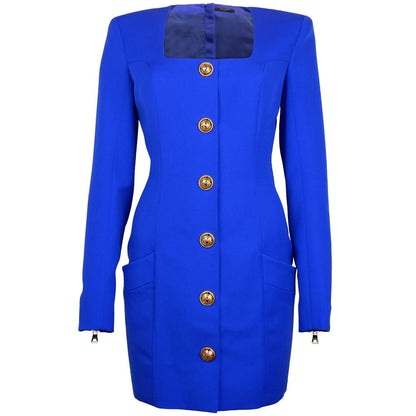 Robe en laine bleue Balmain
