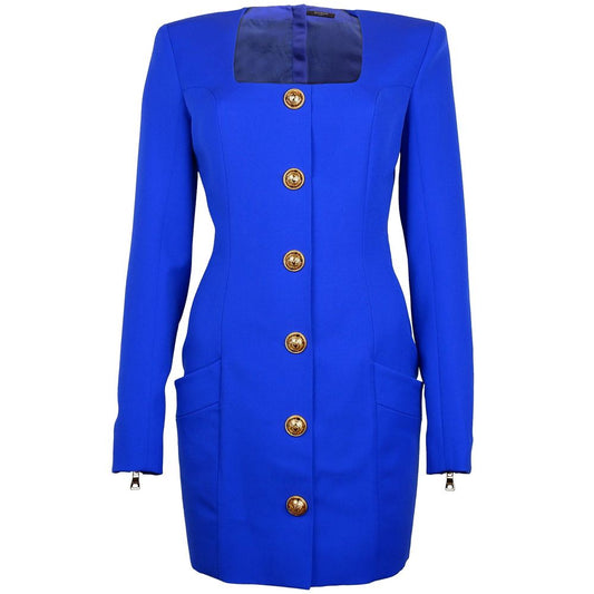 Robe en laine bleue Balmain
